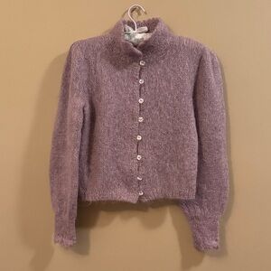 Soft Knit Lavender Button-Front Cardigan Sweater